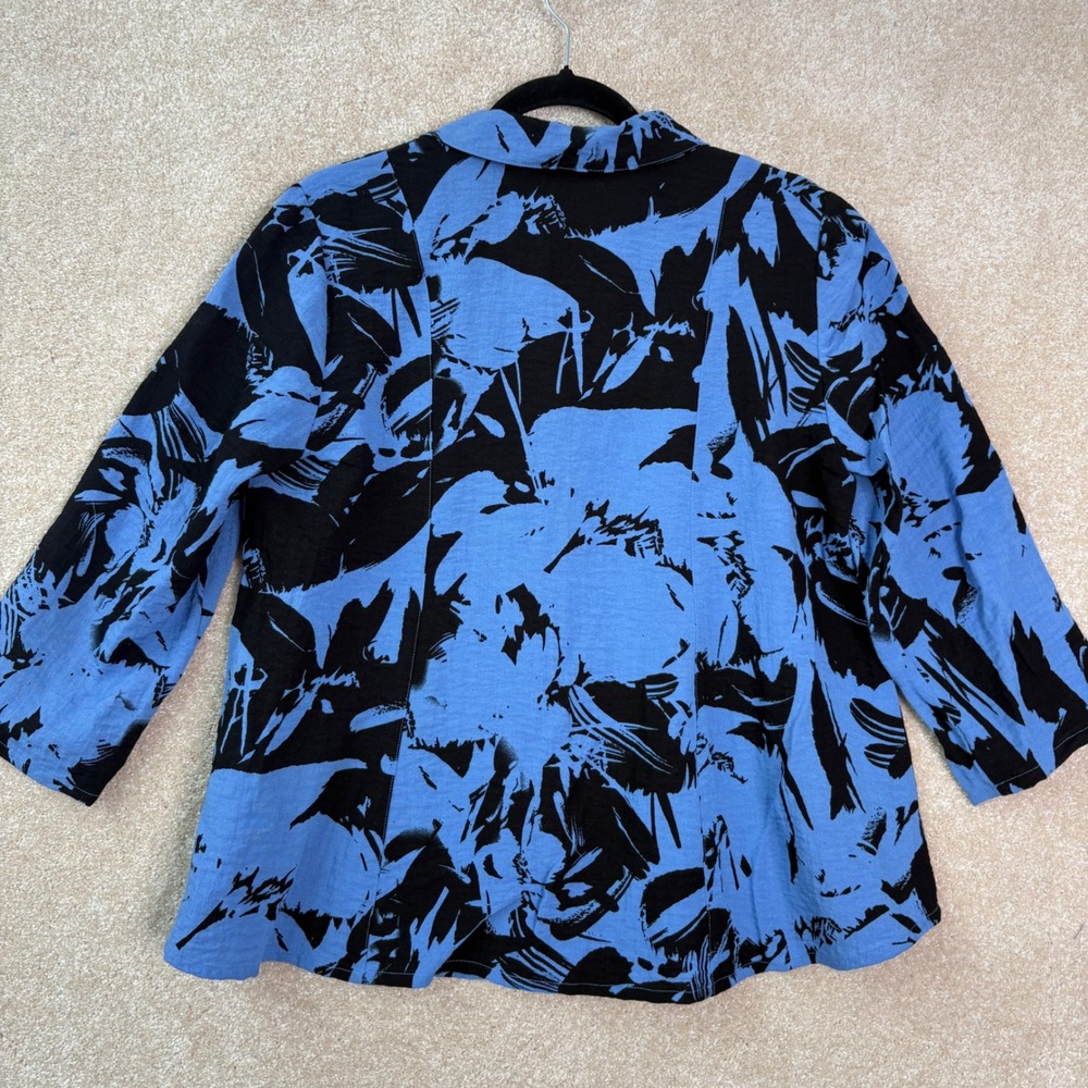 HABITAT Button Front Shirt Women's Small Blue Abstract Art To Wear Lagenlook - Picture 7 of 7